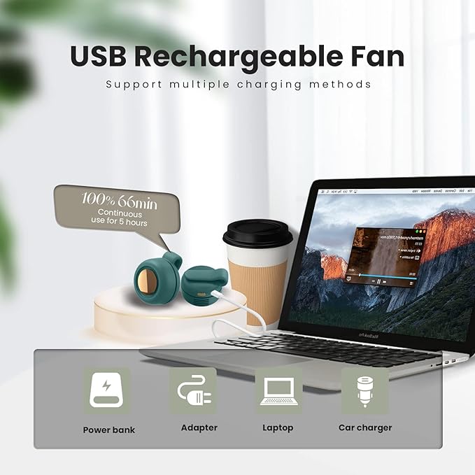 Mini Clip Fan – 360° Rotatable, Rechargeable, Bladeless Cooling - Best for Running/Gym/ Outdoor